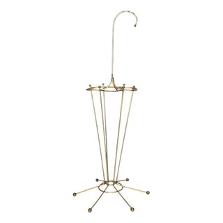 Mid-Century Modern Umbrella Stand in Metal with Gold Color Finish, 1950s For Sale