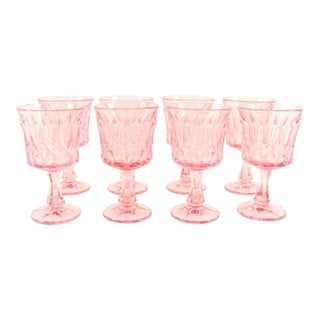 1960s Vintage Pink Wine Glasses - Set of 8 For Sale