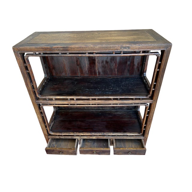 Wood Chinese Antique Elm Bookcase For Sale - Image 7 of 11