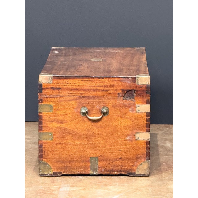 British Campaign Military Officer's Trunk or Chest of Brass-Bound Camphorwood For Sale - Image 10 of 14