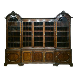 Gillows Carved Mahogany Library Bookcase For Sale