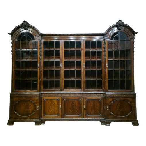 Gillows Carved Mahogany Library Bookcase For Sale