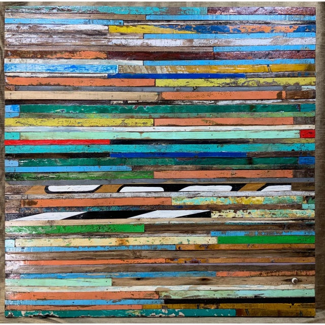 Abstract Reclaimed Wood Wall Sculpture For Sale - Image 12 of 13