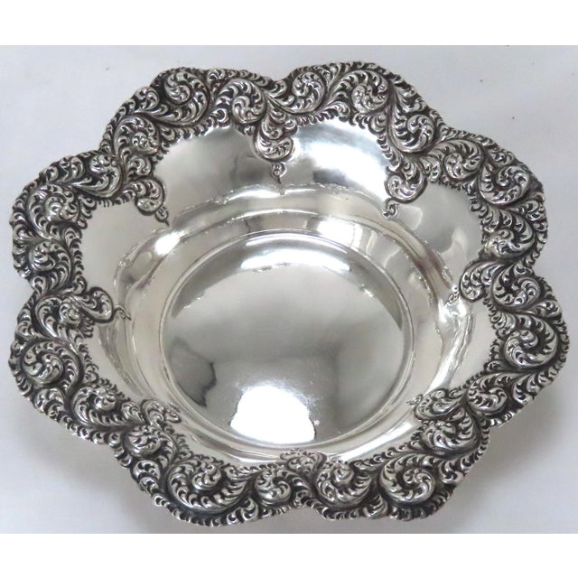 Fancy Hand Made Repousse Antique American Victorian Sterling Silver Wine Coaster For Sale - Image 4 of 13