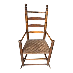 18Thc New England Rocking Chair W/ Original Rush Seat