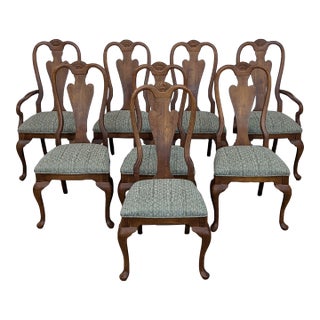Drexel Heritage Queen Anne Style Dining Chairs - Set of 8 For Sale