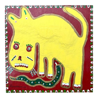 Red and Yellow Richard Burnside Folk Art Painting For Sale