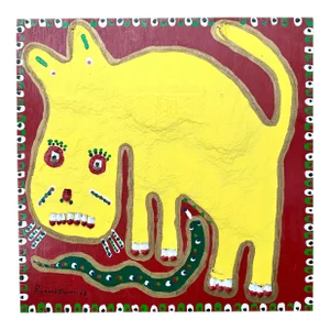 Red and Yellow Richard Burnside Folk Art Painting