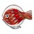 Vintage Murano Red Orange White Gold Flecks Italian Art Glass Flat Fish Figure Sculpture Paperweight For Sale
