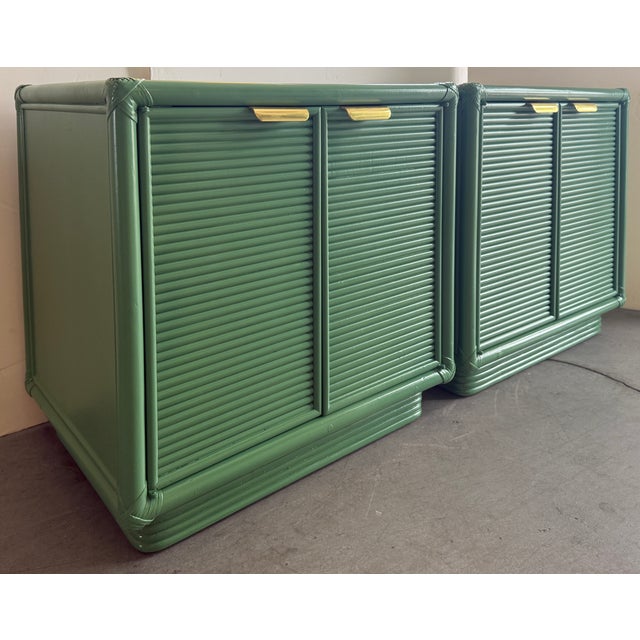 Pair of Green 1970's Campaign Style Nightstands For Sale In Miami - Image 6 of 11