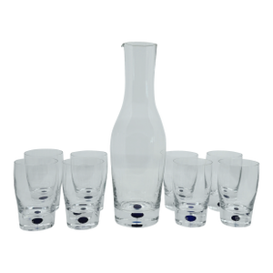 Blue Dot Intermezzo Orrefors Crystal Carafe and 8 Drinks Glasses