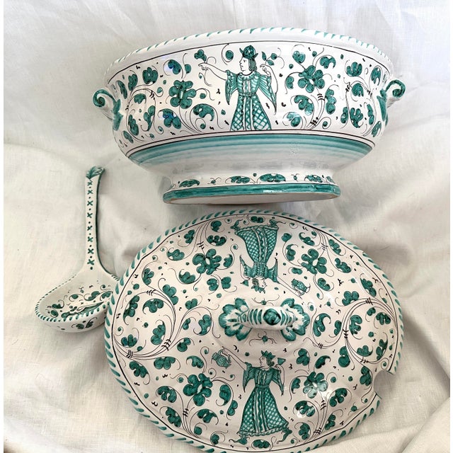 Celadon Deruta Maiolica Soup Tureen W/Spoon For Sale - Image 8 of 10