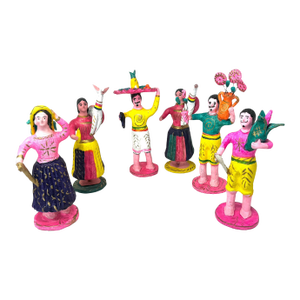 1960s Villager Folk Art Set From Metepec, Mexico - Set of 6