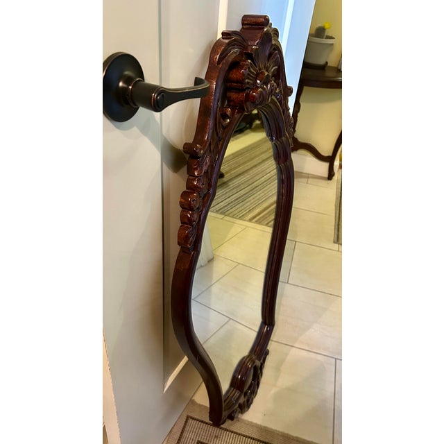 Circa 1940s Vintage Rococo Style Mirror with Carved Floral Motifs, In the Style of Louis XV For Sale In South Bend - Image 6 of 9