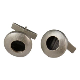 A Pair of Modern Round Cufflinks by Carrie Hoffnagle, Attributed For Sale