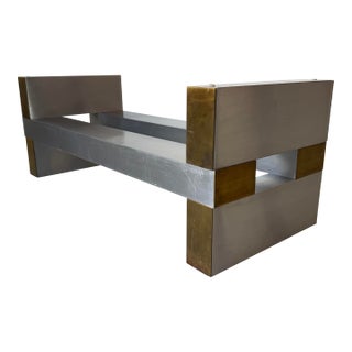 1970s Paul Mayen for Habitat Architectural Aluminum & Brass Rectangular Coffee Table Base For Sale