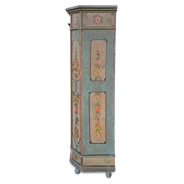Folk Art Painted Wardrobe in Fir, 1808 For Sale - Image 4 of 18
