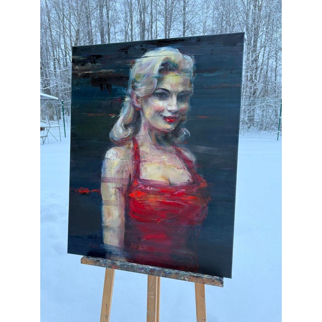 Liubou Sas “Lady Winter “ Original Modern Oil Painting For Sale - Image 6 of 10