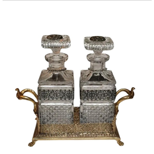 Vintage Ornate 2 Decanter Tantalus - Mid-20th Century For Sale - Image 15 of 18