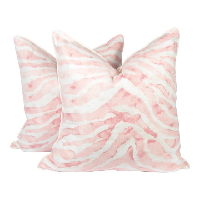 Blush Pink Sahara Linen Zebra Pillows A Pair Chairish