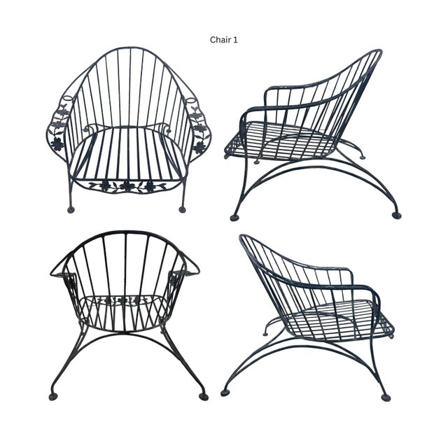 1950s Iron Patio Chairs in the Chantilly Rose Style - Set of 2 For Sale - Image 4 of 8