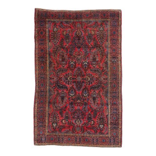 Antique Red Persian Sarouk Rug - 04'02 X 06'06 For Sale
