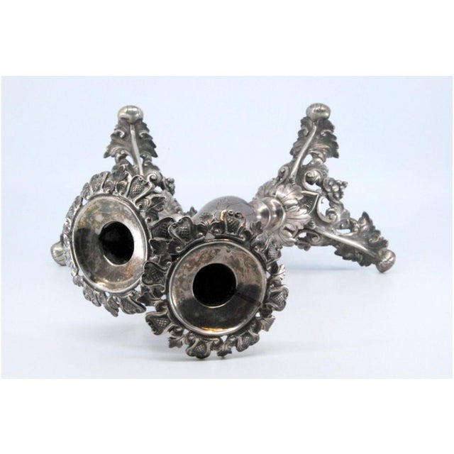 Silver Candlesticks with Turned Stems For Sale - Image 3 of 11