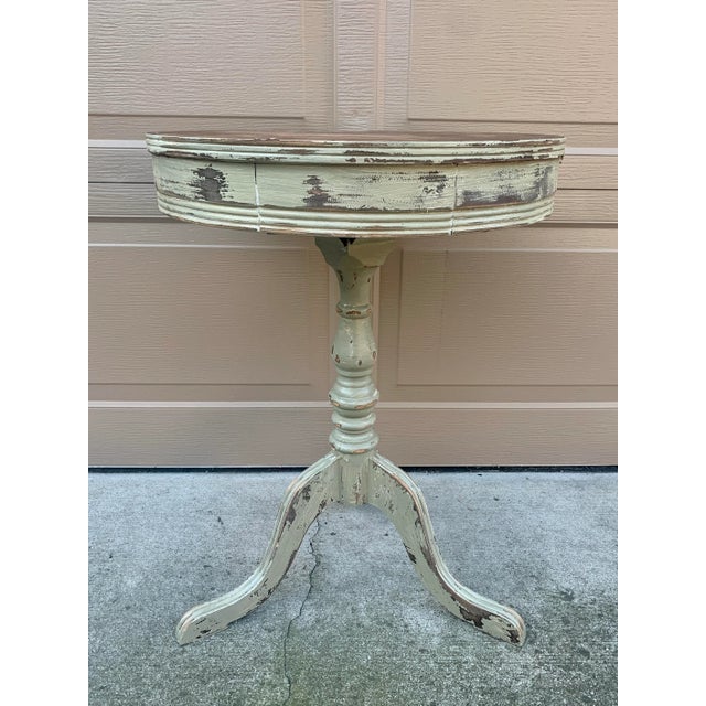 Antique American Regency Round Painted Walnut Side Table, Late 19th Century For Sale - Image 12 of 12