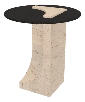 Edge Side Table in Travertino Marble and Black Oak by Ferriano Sbolgi for Collector Studio