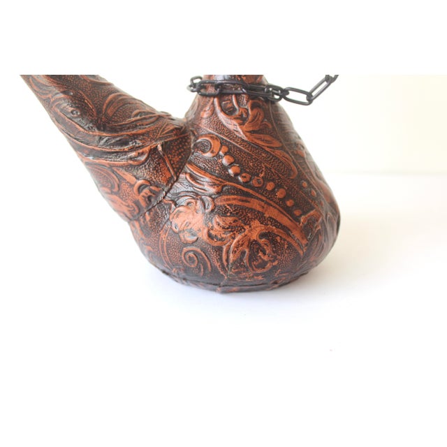 1970s Vintage Spanish Tooled Leather Porron Wine or Liquor Decanter For Sale - Image 10 of 10