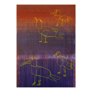 "Seagulls" Original Oil Stick Painting by Simon Findlay For Sale