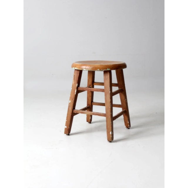 Vintage Low Wooden Stool For Sale - Image 12 of 12