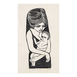 1960s Thomas Elsner Mother and Child Woodblock