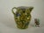 Beautiful Hand painted Antique Italian Faience Pitcher Polychrome Green Decorated Botanical Vines Bird Motif Old World