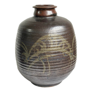 Mid 20th C. Eric Norstad Monumental Studio Pottery Vessel Wax Resist Insect Decoration