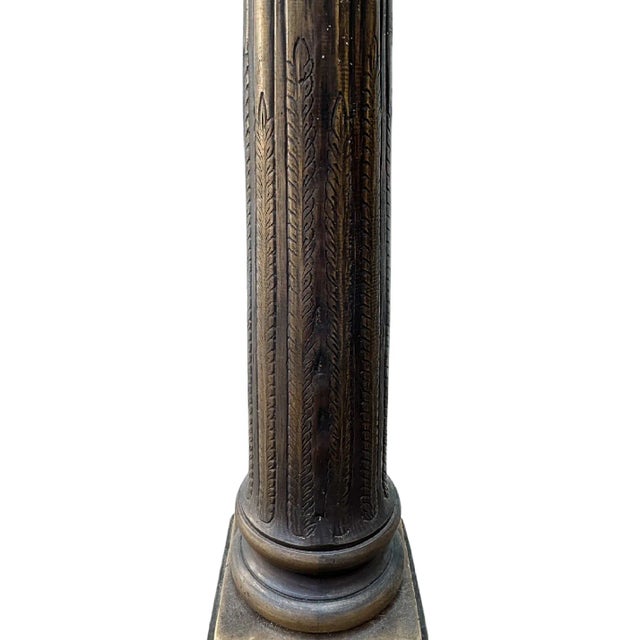 Late 20th Century Vintage Neoclassical Gothic Bronze Candelabra With Griffin Finial & Crystal For Sale - Image 5 of 6