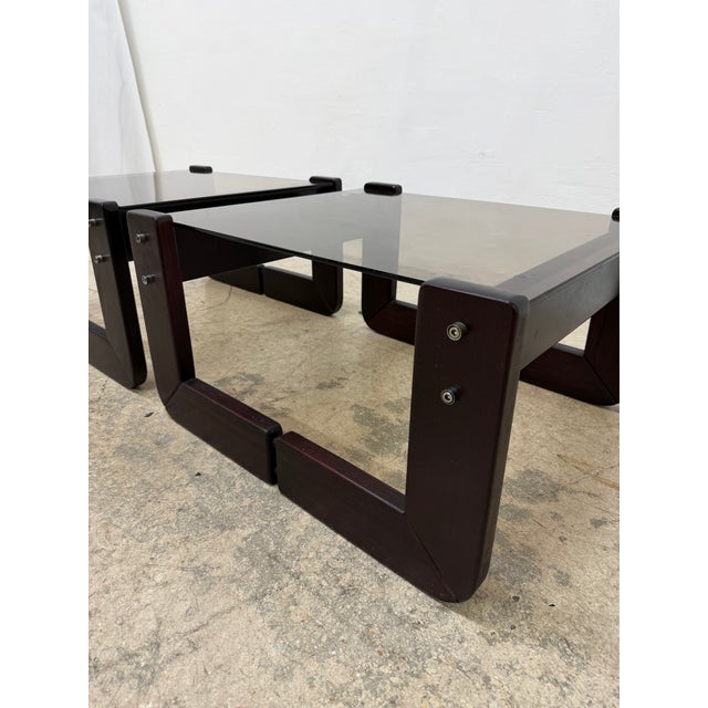 Percival Lafer Mp-97 Rosewood and Smoked Glass Side Tables, 1970s - A Pair For Sale - Image 16 of 17