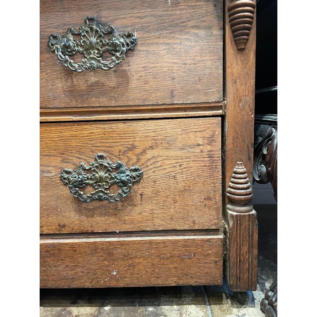 English Antique 4-Drawer Dresser With Detailed Iron Hardware For Sale - Image 3 of 12