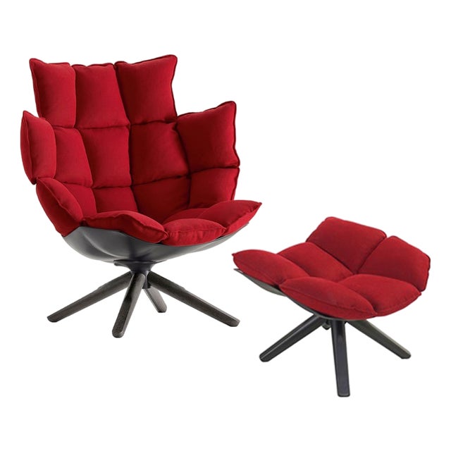 Set of Husk Swivel Lounge Chair and Ottoman by Patricia Urquiola for B&B Italia, 2013 For Sale