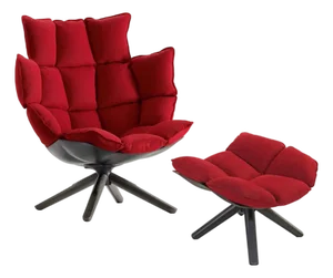 Set of Husk Swivel Lounge Chair and Ottoman by Patricia Urquiola for B&B Italia, 2013