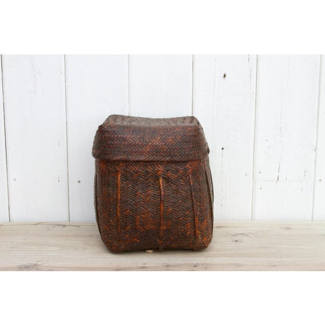 Brown Fine Antique Tamang Nepalese Rice Basket For Sale - Image 8 of 8