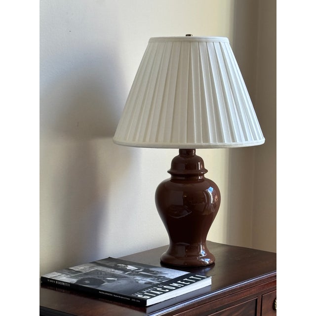 1960s Chocolate Brown Ginger Jar Table Lamp For Sale - Image 12 of 12