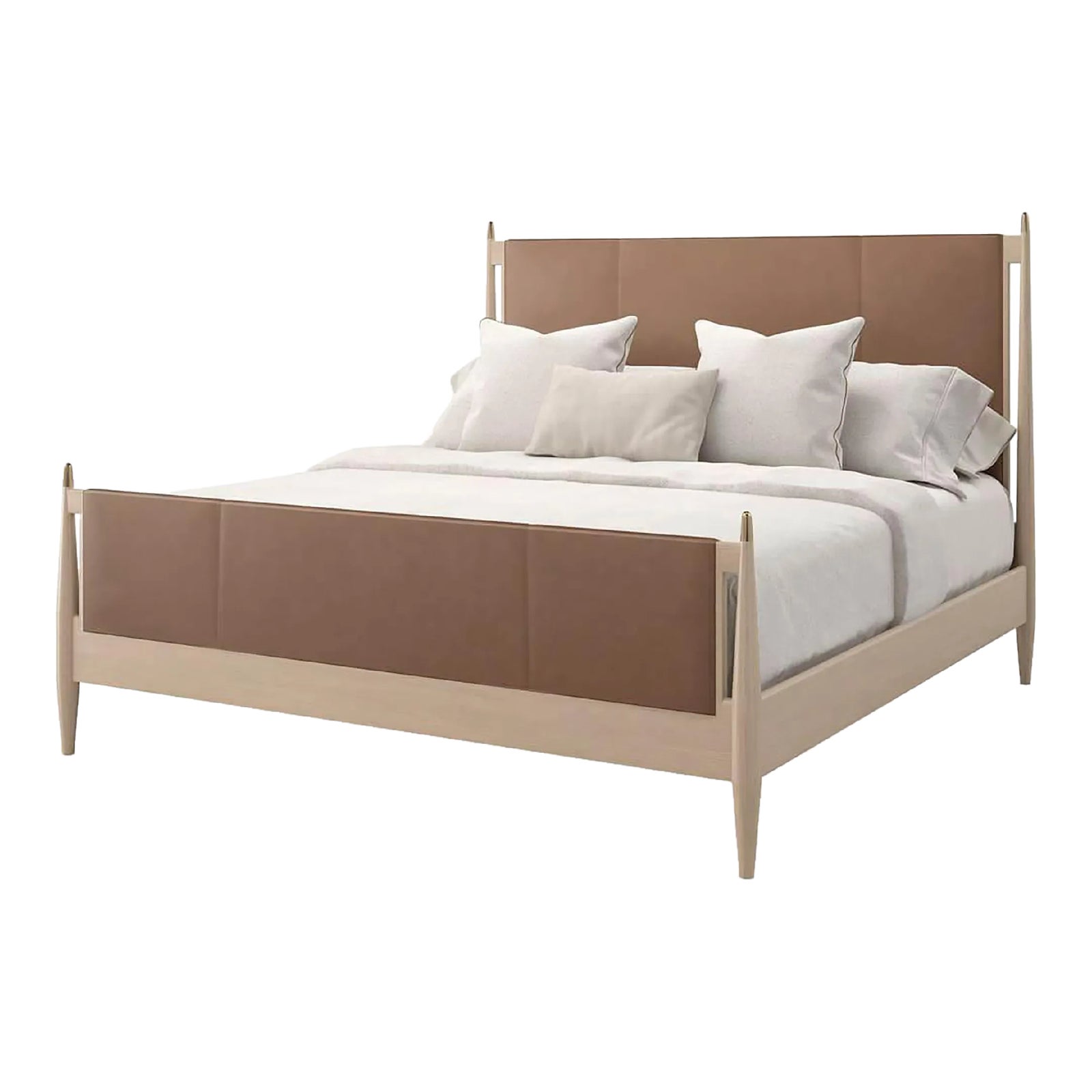 Mid Century Style Leather Queen Bed | Chairish