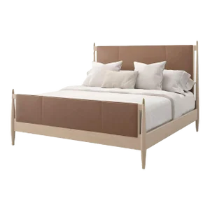 Mid Century Style Leather Queen Bed