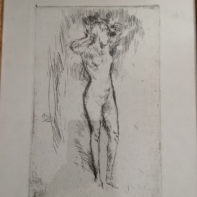 Portraiture Vintage Original Art Print of Etching With Drypoint “ Binding the Hair “ by James McNeill Whistler ( 1834 - 1903 ) For Sale - Image 3 of 12