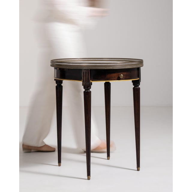 Bouillotte Table with Marble Top and Brass Accents, Antique, France, 19th Century For Sale - Image 4 of 15