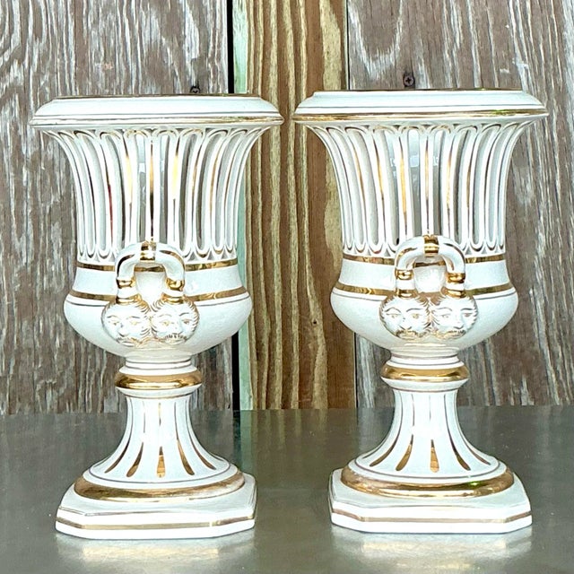 Vintage Italian Impero Crater Vases - a Pair For Sale - Image 4 of 7
