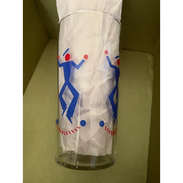 Abstract 1940s Swanky Swig Blue Dancing Stick Figure Sailors on Tumbler Glass- Set of 3 For Sale - Image 3 of 3
