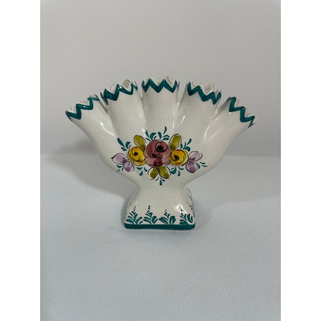 A lovely petite five finger high gloss ceramic Tulip Vase or Tulipiere, circa Mid 20th Century (1950-1970s). Made in...