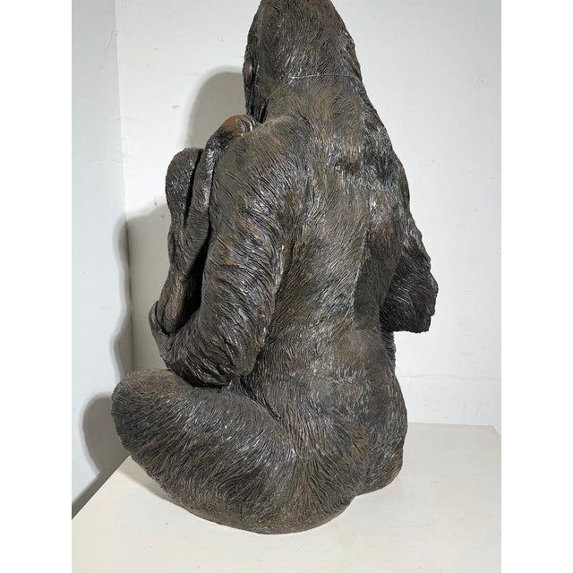 Gorilla Sculpture with Baby Large Decorative Animal Statue For Sale - Image 6 of 11